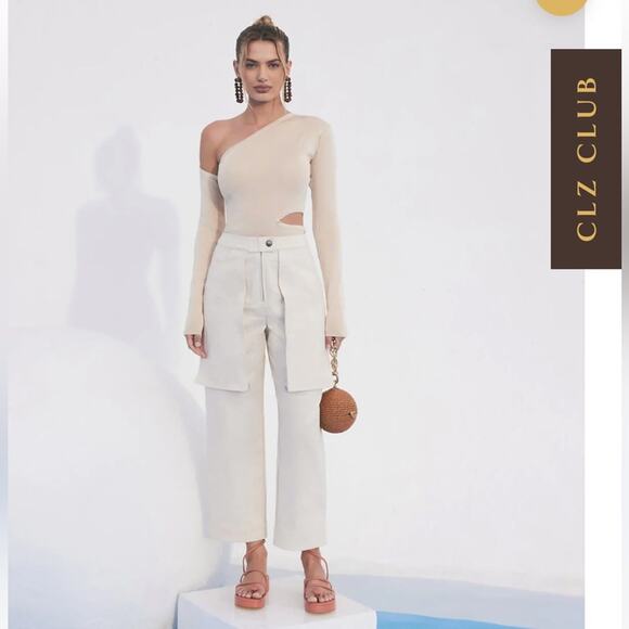 cult gaia topanga ivory wide leg oversized pockets cargo pants size medium - Picture 15 of 15